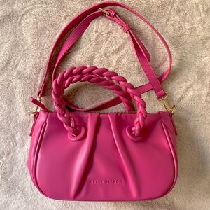 Melie Bianco Braided Top Handle Crossbody Bag Pink